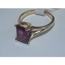 Estate 2.25ct Emerald cut AAA Rhodolite Garnet 14Kt YG Stuller twist Ring #19668