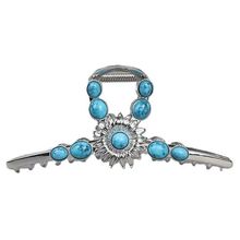 Extra large silver turquoise blue stone sun metal western hair claw clip