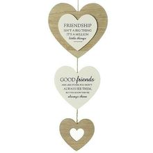Beautiful Friendship Wooden Heart Hanging Decoration Shabby Chic Finish Gift