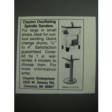 1989 Clayton Oscillating Spindle Sanders Ad