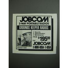 1989 Jobcom 2-Way Portable Radios Ad - Grounds Keeper Radios
