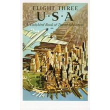 Flight Three USA America Plane Travel Ladybird Book Postcard