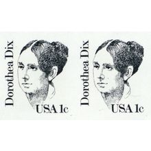 1844a, Mint VF NH RARE Imperforate Pair Error 1¢ Dorothy Dix - Stuart Katz
