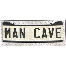 MAN CAVE sign Metal on Wood