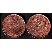 Australia Two Cent 1966 Used Coin Frilled neck-lizard. 2c QE II