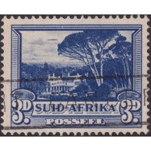 South Africa 1951 3d Blue Single with Flying Saucer Variety