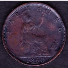1860 Great Britain 1 Farthing Coin