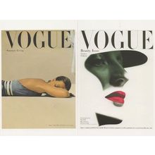 Vogue 1945 WW2 & 1947 Fashion 2x Cover Lipstick Magazine Postcard s