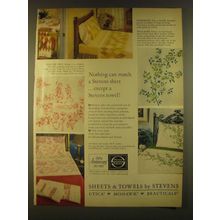 1963 Stevens Sheets and Towels Ad - Toile de Joy, Harlequin, Wild Rose