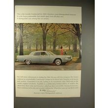 1965 Lincoln Continental Car Ad - Most Distinguished!