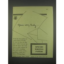 1949 Spicers Writing Papers Ad - Yours very truly