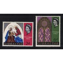 Gibraltar Stained Glass Jesus Christmas 2v 1967 MNH SG#217-218 Sc#203-204