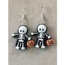 Spooky Gothic Skeleton And Pumpkin kawaii Earrings ~ Novelty Gift