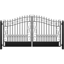 ZUMI Dual Swing Driveway Gates, 12X6 Ft. Outdoor Steel Swing Gates for Driveway,