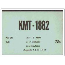 kmt-1882 jeff peggy houston texas 1960s cb radio qsl vintage postcard