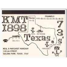 kmt-1898 neal mangham galena park texas 1960s cb qsl vintage postcard