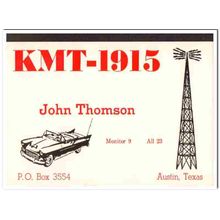 kmt-1915 john thomson austin texas 1960s cb radio qsl vintage postcard