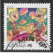 AUS 1988 90c 'LIVING TOGETHER - BANKING' FINE USED (EBID67-224)