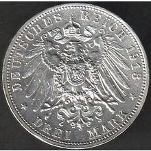 1913 E Germany 3 Mark Silver Coin Saxony-Albertine