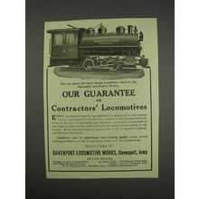 1913 Davenport Contractors' Locomotives Ad - Guarantee