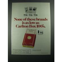 1987 Carlton Cigarettes Ad - None Of These Brands Is as Low As