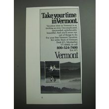 1989 Vermont Tourism Ad - Take your time in Vermont