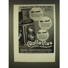 1934 Rollei Rolleiflex Camera Ad - in French - L'appareil miroir reflex le plus
