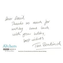 Tim Bentinck The Archers BBC Radio 4 Hand Signed Cast Card Photo