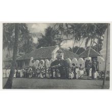 Ceylon Sri Lanka Kandy Esala Perahera Elephant carrying Tribute to Temple RPPC