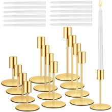 Suclain 12 Set Candle Holders Bulk with 10'' White Dripless Taper Candles 3.3''