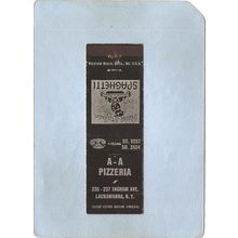 New York Lackawanna Matchcover A A Pizzeria 235-237 Ingham Ave w/Low Phone~2389
