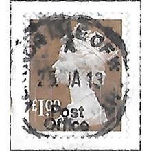 U2934 Security Machin Stamp £1.00 Bistre-Brown SA HRD2-C