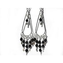 Sterling Silver Dangle with Colored Facet Glass Earrings