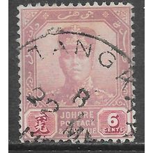 JOHORE SULTAN SIR IBRAHIM MALAYA 1922 6c SG110 110 SG USED WMK MSCA