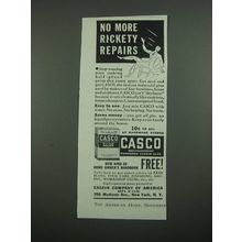 1938 Casco Glue Ad - No More Rickety Repairs