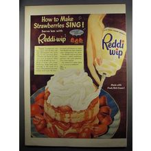 1952 Reddi-Wip Whipped Cream Ad - Strawberries Sing!
