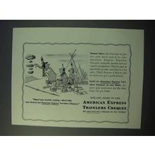1953 American Express Travelers Cheques Ad - Injun