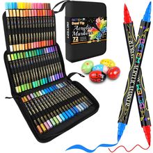 Betem 72 Colors Paint Markers Acrylic Paint Pens, Dual Tip with Brush Tip and Fi