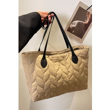 Light French Beige Leafy Quilted Fashion One Shoulder Bag
