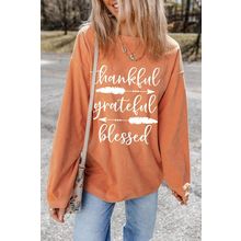 Orange thankful grateful blessed Arrow Graphic Corded Sweatshirt