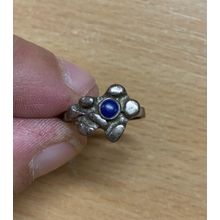 UK SIZE P VINTAGE SILVER STAMPED 825 BLUE STONE 3 GRAMS RING (P3)