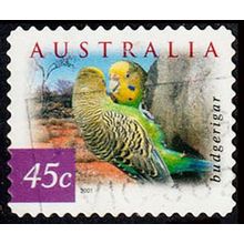 Australia 2001 Bird 45c Used P&S Stamp Budgerigar 11.25 Perf