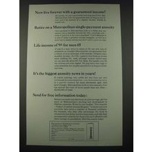1965 Metropolitan Life Insurance Ad - Now Live Forever With Guaranteed Income