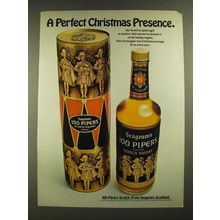 1970 Seagram's 100 Pipers Scotch Ad - A Perfect Christmas Presence