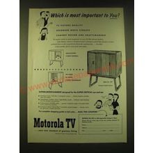 1951 Motorola Model 17F7 TV Ad - Which is most important to You?