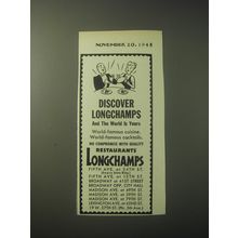 1948 Longchamps Restaurant Ad - Discover Longchamps
