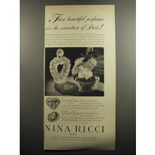 1952 Nina Ricci Coeur-Joie and Fille d'Eve Ad - These beautiful perfumes