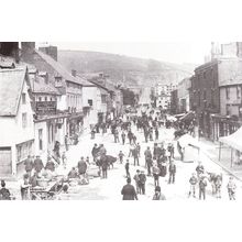 Shropshire Daily Star Newspaper Fair Day Broad Street Newtown Postcard