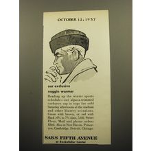 1957 Saks Fifth Avenue Codruroy Cap Ad - Our exclusive Noggin Warmer