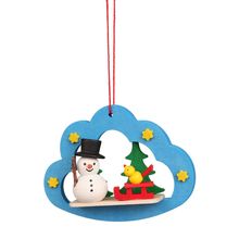 10-0854 - Christian Ulbricht Ornament - Snowman in Blue Cloud - 2.25"H x 3"W ...